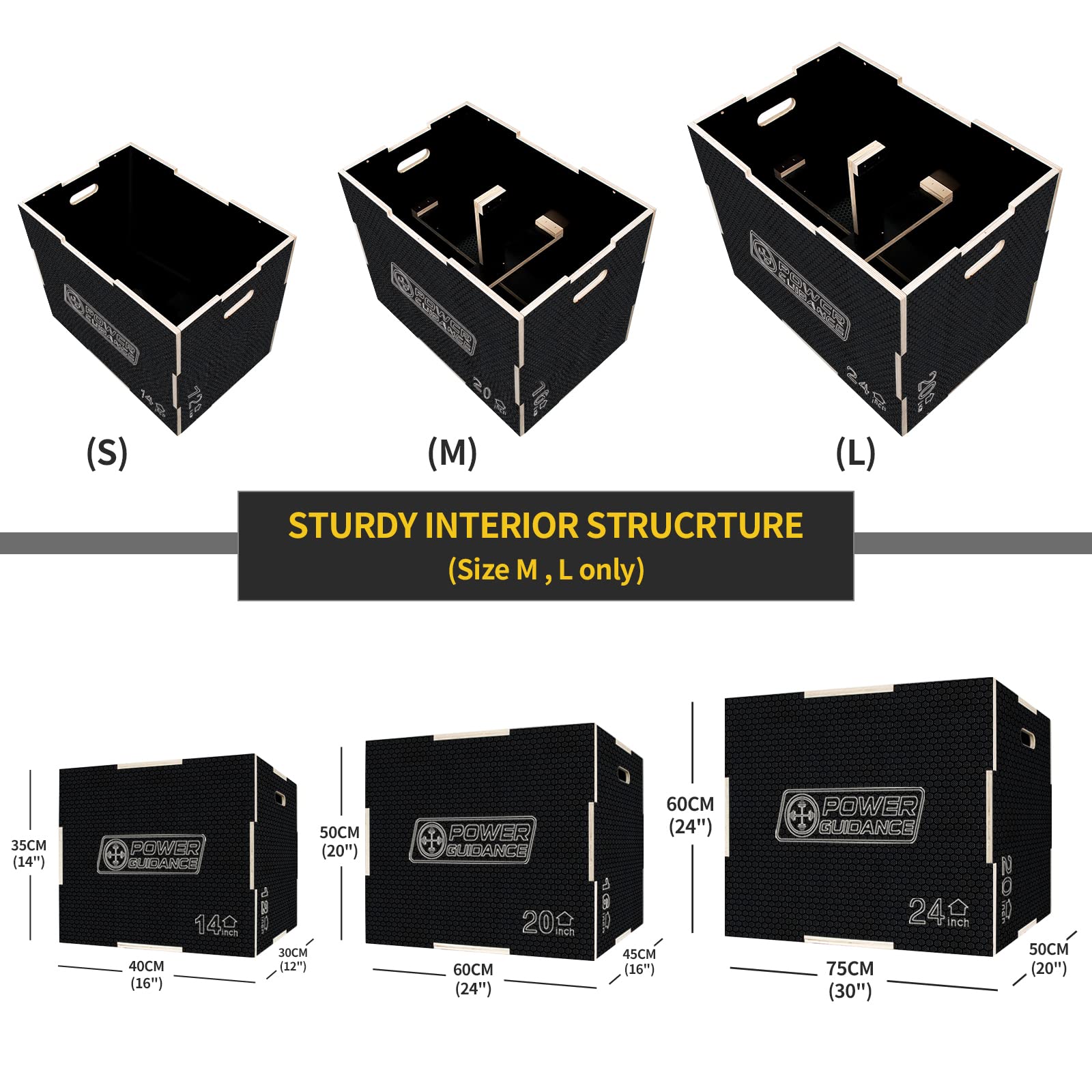 POWER GUIDANCE 3-IN-1 WOODEN PLYOMETRIC BOXES POWER GUIDANCE