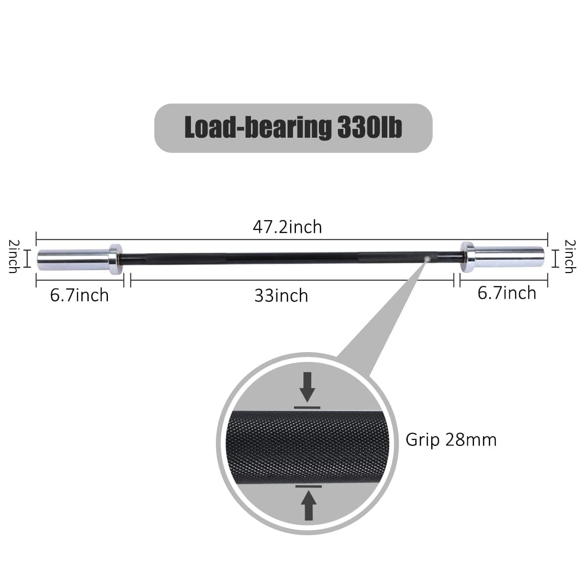 POWER GUIDANCE Strength Training Straight Bar- Chrome POWER GUIDANCE