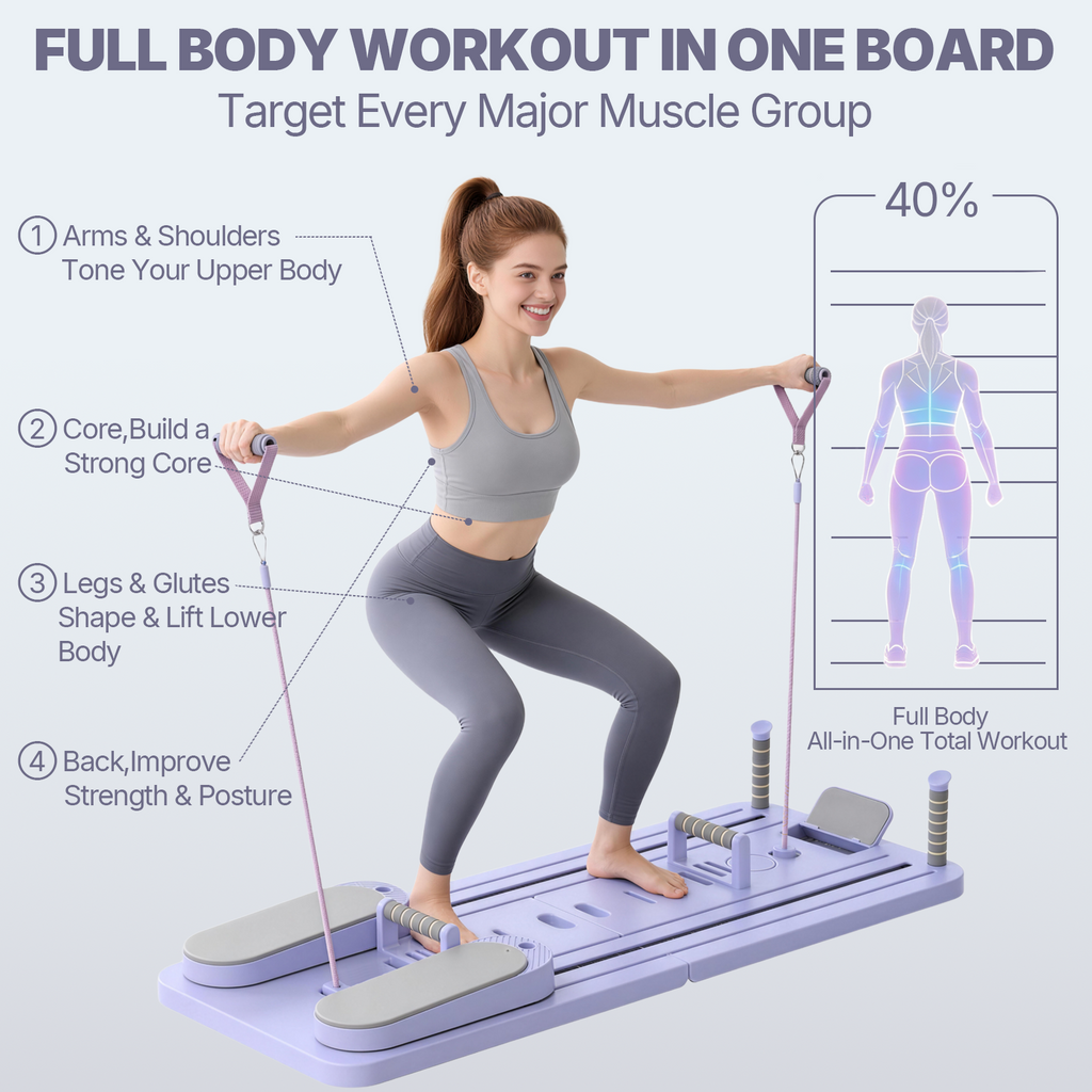 POWER GUIDANCE Foldable Pilates Board for Home Workouts POWERGUIDANCE