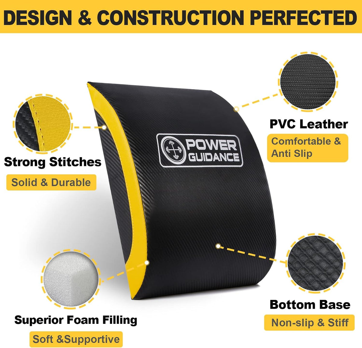 POWER GUIDANCE Ab Mat | Contoured Support for Sit-Ups & Core Training POWERGUIDANCE