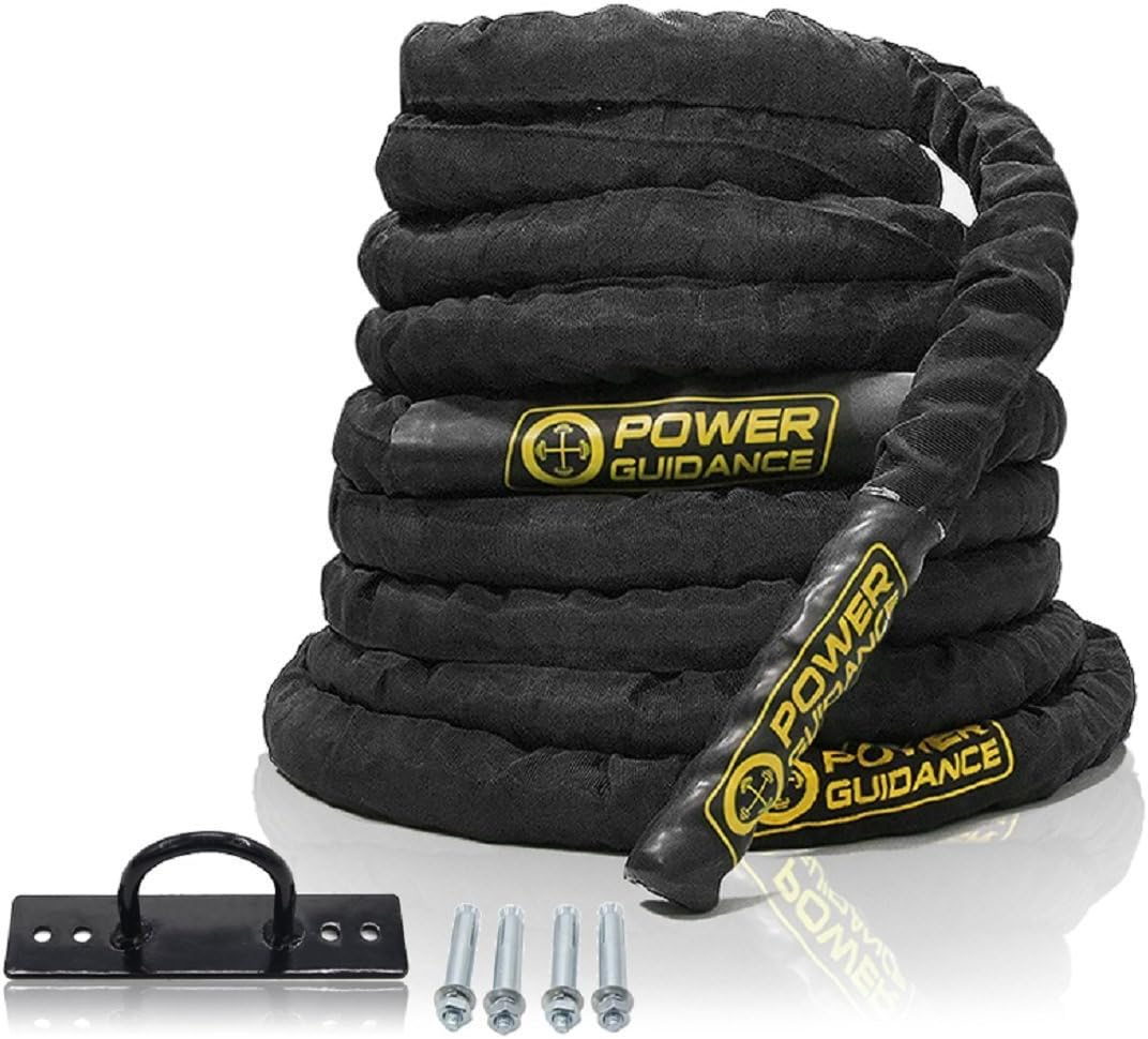 POWER GUIDANCE Battle Rope with Protective Sleeve & Anchor Kit POWER GUIDANCE
