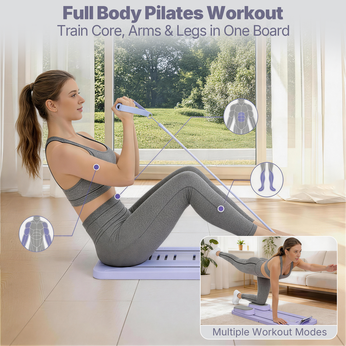 POWER GUIDANCE Foldable Pilates Board for Home Workouts POWERGUIDANCE