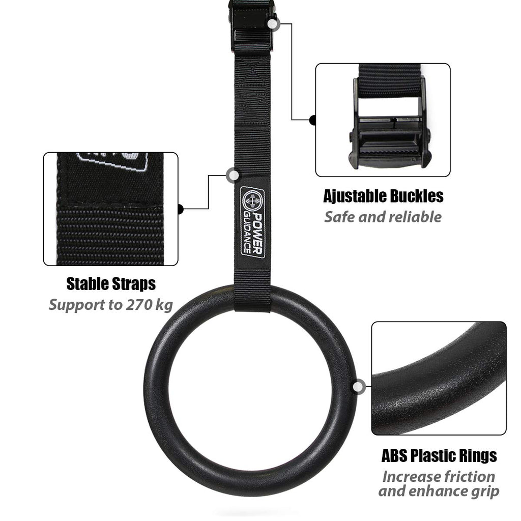 POWER GUIDANCE GYMNASTIC RINGS WITH ADJUSTABLE STRAPS POWERGUIDANCE