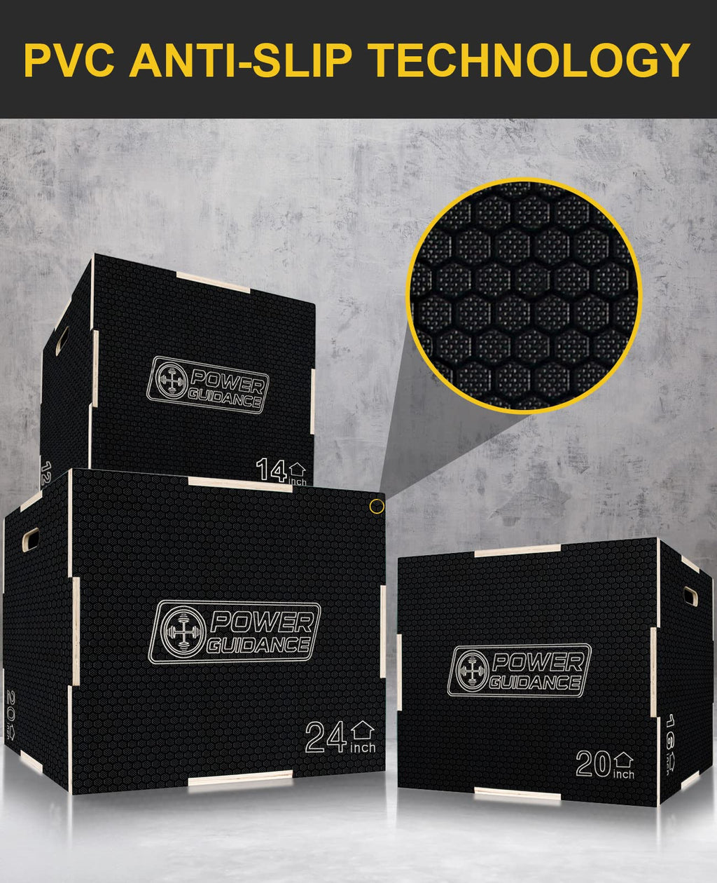 POWER GUIDANCE 3-IN-1 WOODEN PLYOMETRIC BOXES POWER GUIDANCE