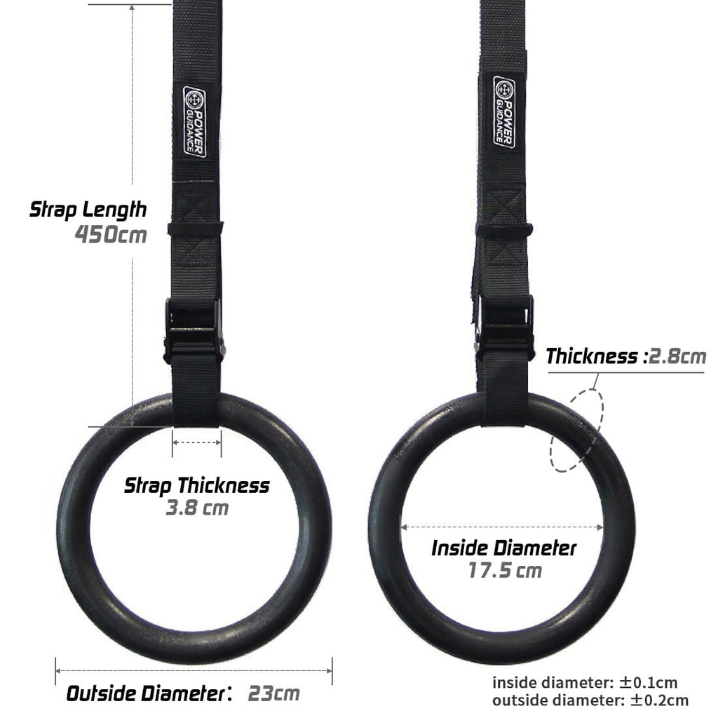 POWER GUIDANCE GYMNASTIC RINGS WITH ADJUSTABLE STRAPS POWERGUIDANCE