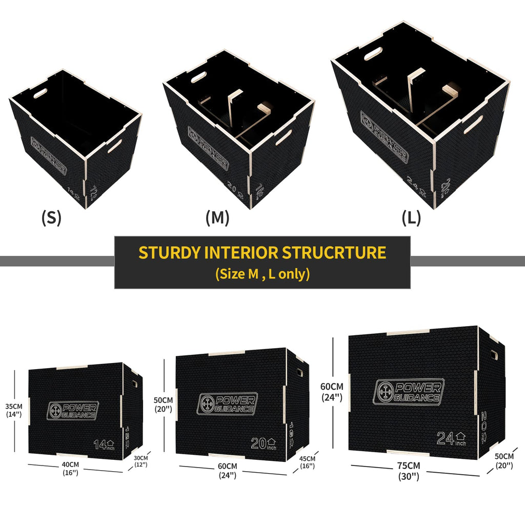 POWER GUIDANCE 3-IN-1 WOODEN PLYOMETRIC BOXES POWER GUIDANCE