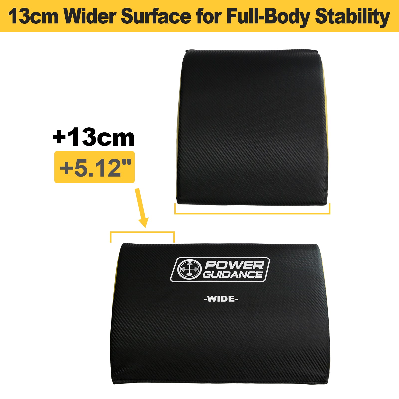 POWER GUIDANCE Wide Ab Exercise Mat, Sit Up Pad with Dual-Angle Support, 13cm Wider Surface, High-Density Foam Core Trainer for Full-Body Stability Workouts POWER GUIDANCE