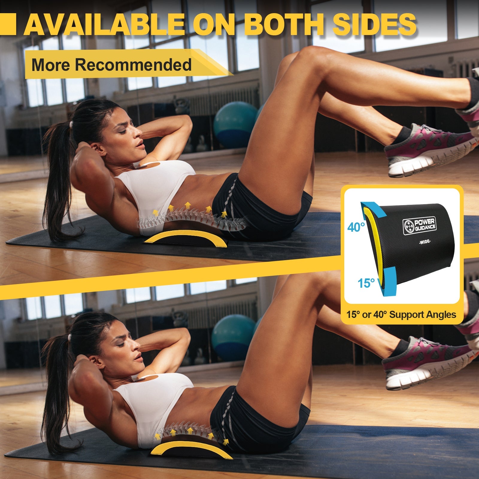 POWER GUIDANCE Wide Ab Exercise Mat, Sit Up Pad with Dual-Angle Support, 13cm Wider Surface, High-Density Foam Core Trainer for Full-Body Stability Workouts POWER GUIDANCE