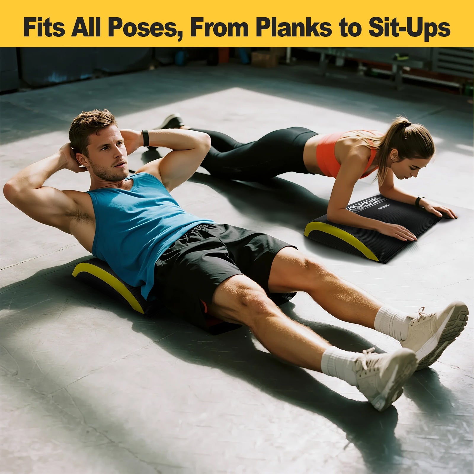 POWER GUIDANCE Wide Ab Exercise Mat, Sit Up Pad with Dual-Angle Support, 13cm Wider Surface, High-Density Foam Core Trainer for Full-Body Stability Workouts POWER GUIDANCE