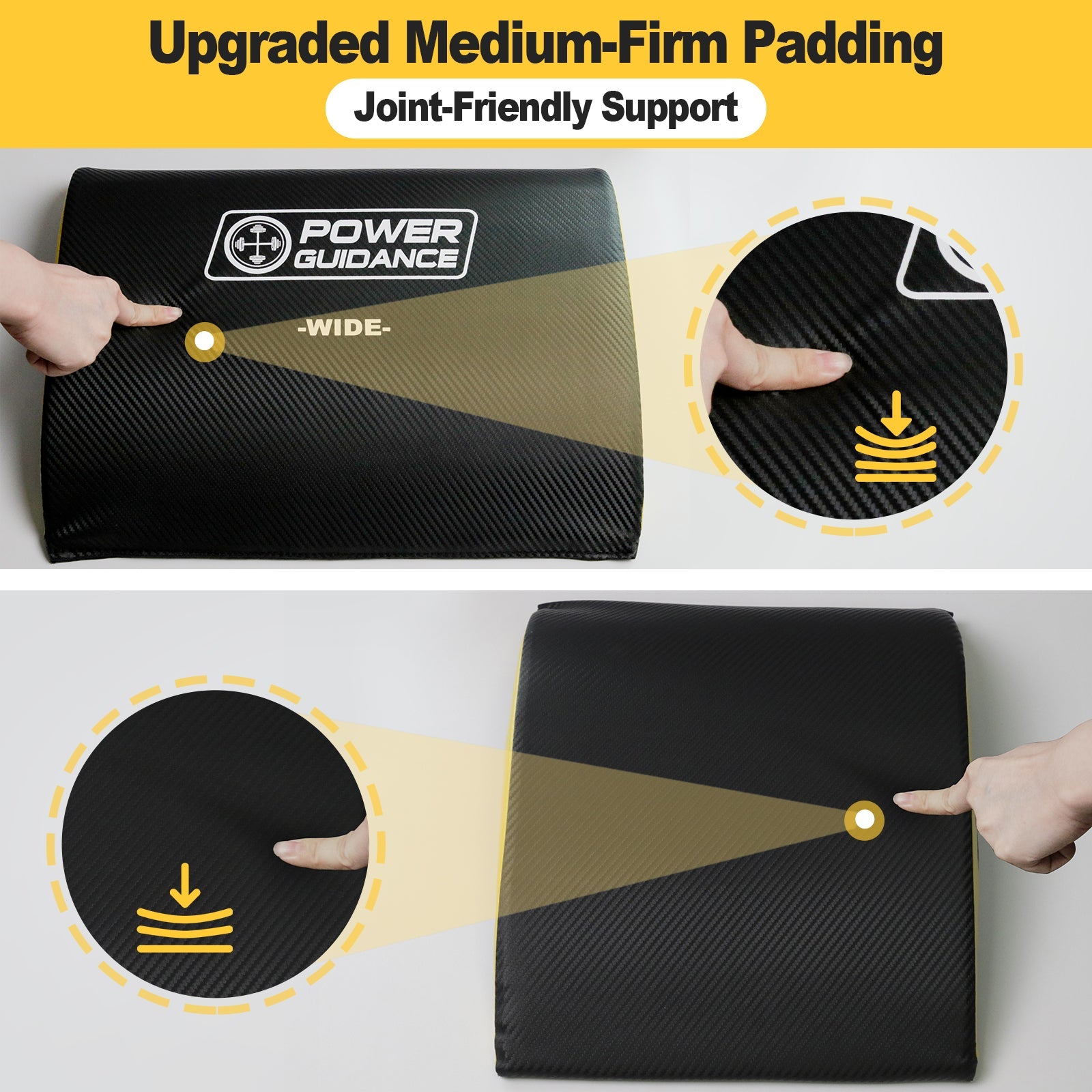 POWER GUIDANCE Wide Ab Exercise Mat, Sit Up Pad with Dual-Angle Support, 13cm Wider Surface, High-Density Foam Core Trainer for Full-Body Stability Workouts POWER GUIDANCE