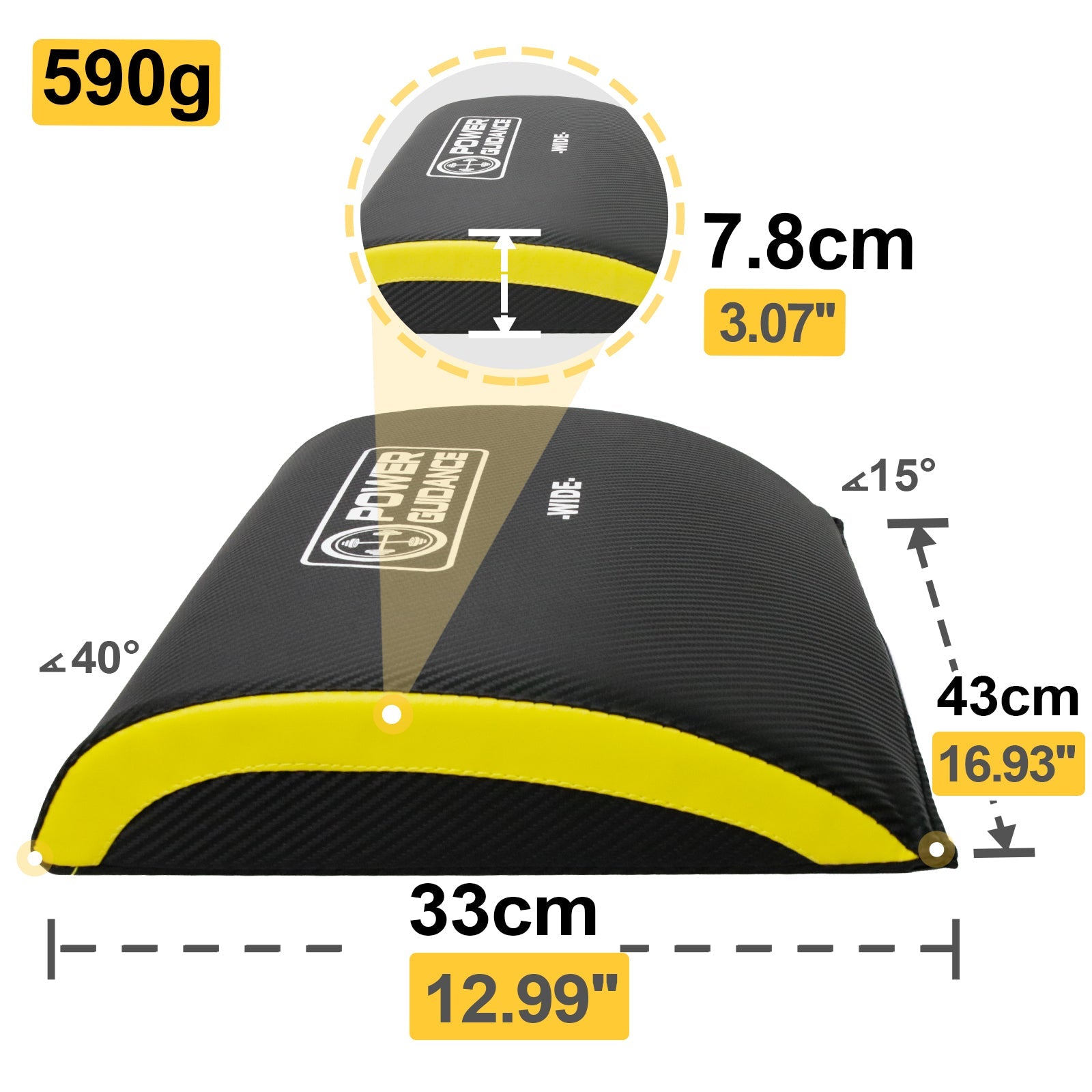 POWER GUIDANCE Wide Ab Exercise Mat, Sit Up Pad with Dual-Angle Support, 13cm Wider Surface, High-Density Foam Core Trainer for Full-Body Stability Workouts POWER GUIDANCE