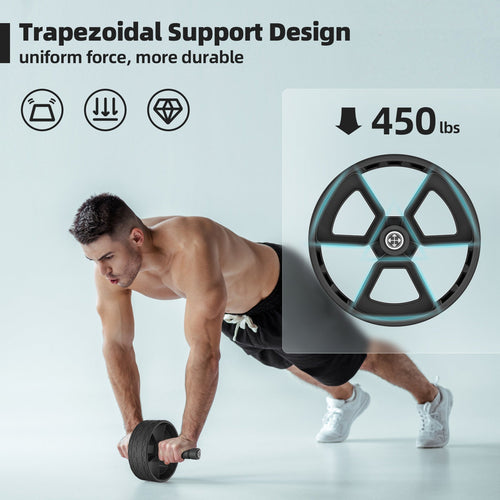 POWER GUIDANCE Ab Roller Wheel with Split Knee Pads, 450lbs Silent Non-Slip Core Workout Wheel for Home Gym POWER GUIDANCE