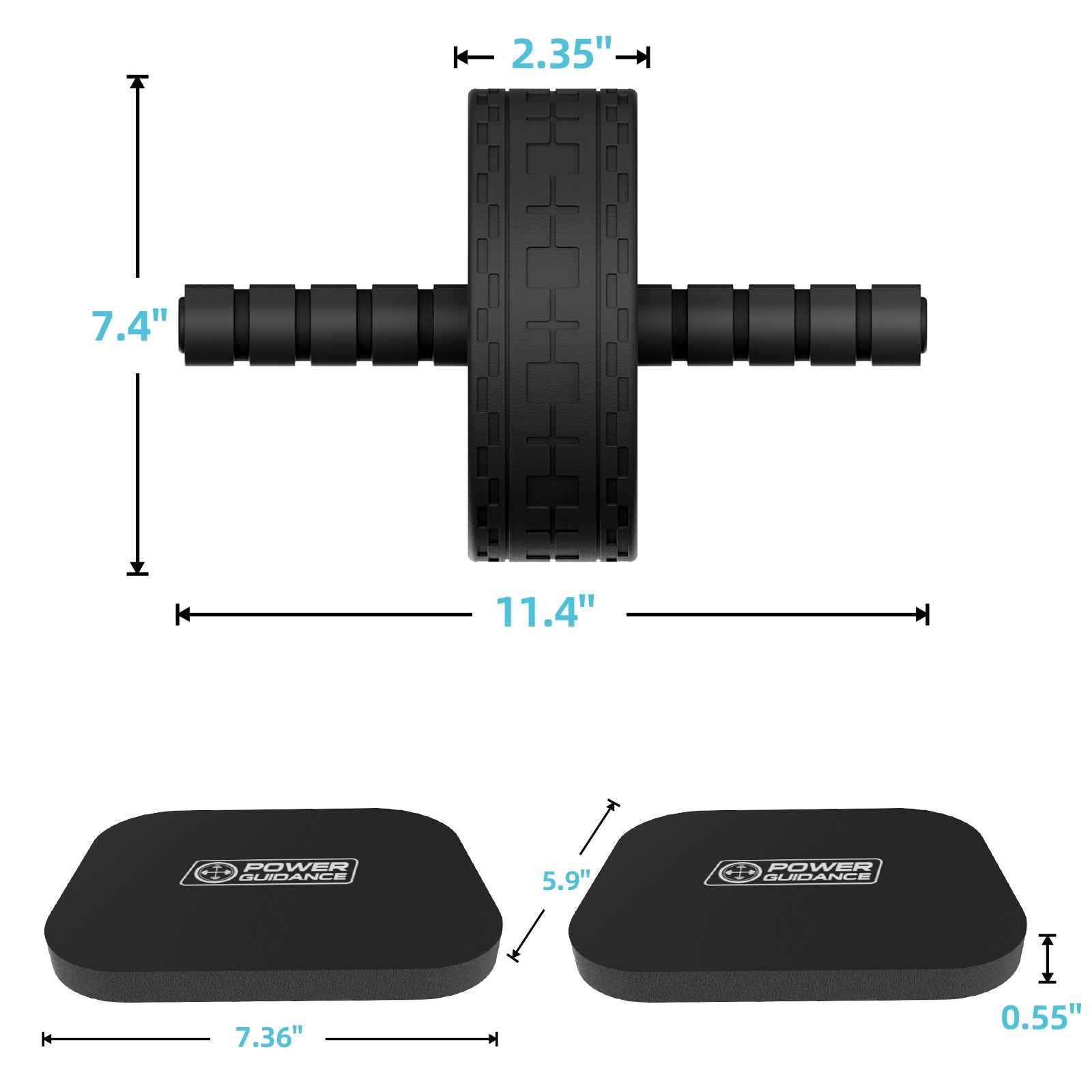 POWER GUIDANCE Ab Roller Wheel with Split Knee Pads, 450lbs Silent Non-Slip Core Workout Wheel for Home Gym POWER GUIDANCE