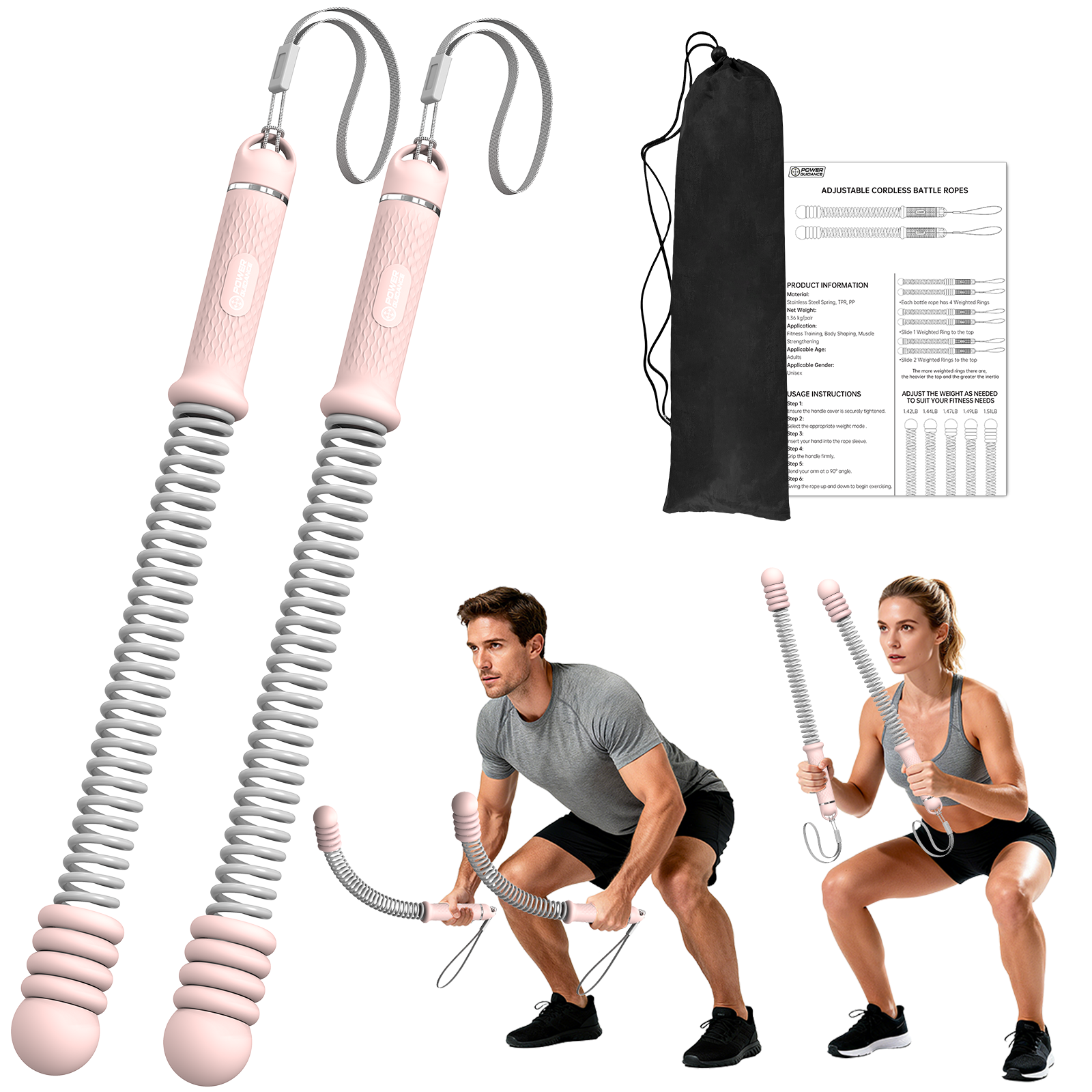 POWER GUIDANCE Ropeless Battle Ropes | Adjustable Weighted POWERGUIDANCE