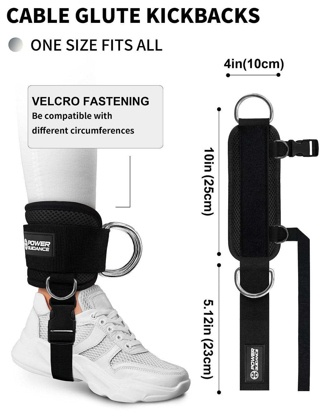 POWER GUIDANCE Ankle Straps - Cable Machine Glute & Leg Attachments POWER GUIDANCE