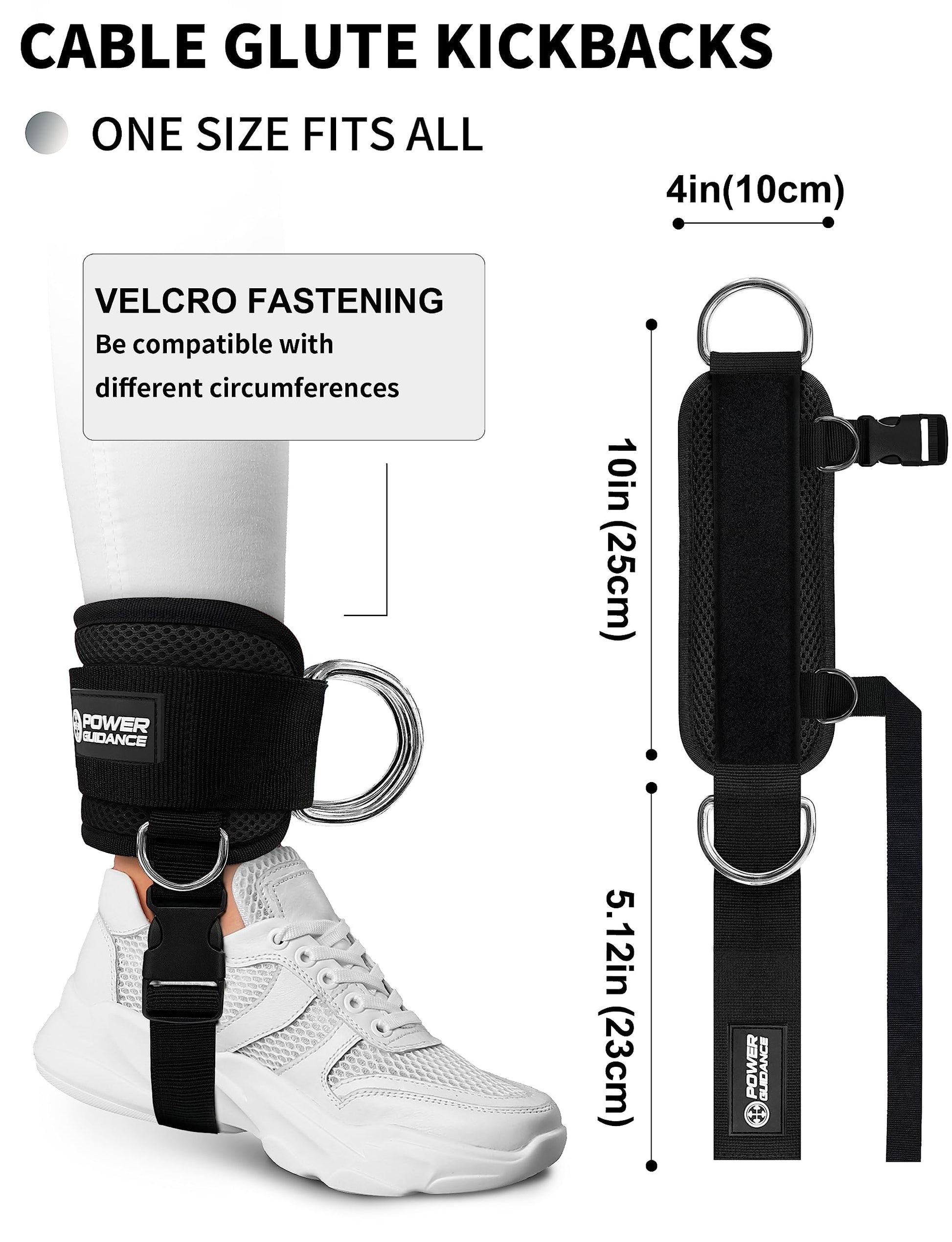 POWER GUIDANCE Ankle Straps - Cable Machine Glute & Leg Attachments POWER GUIDANCE