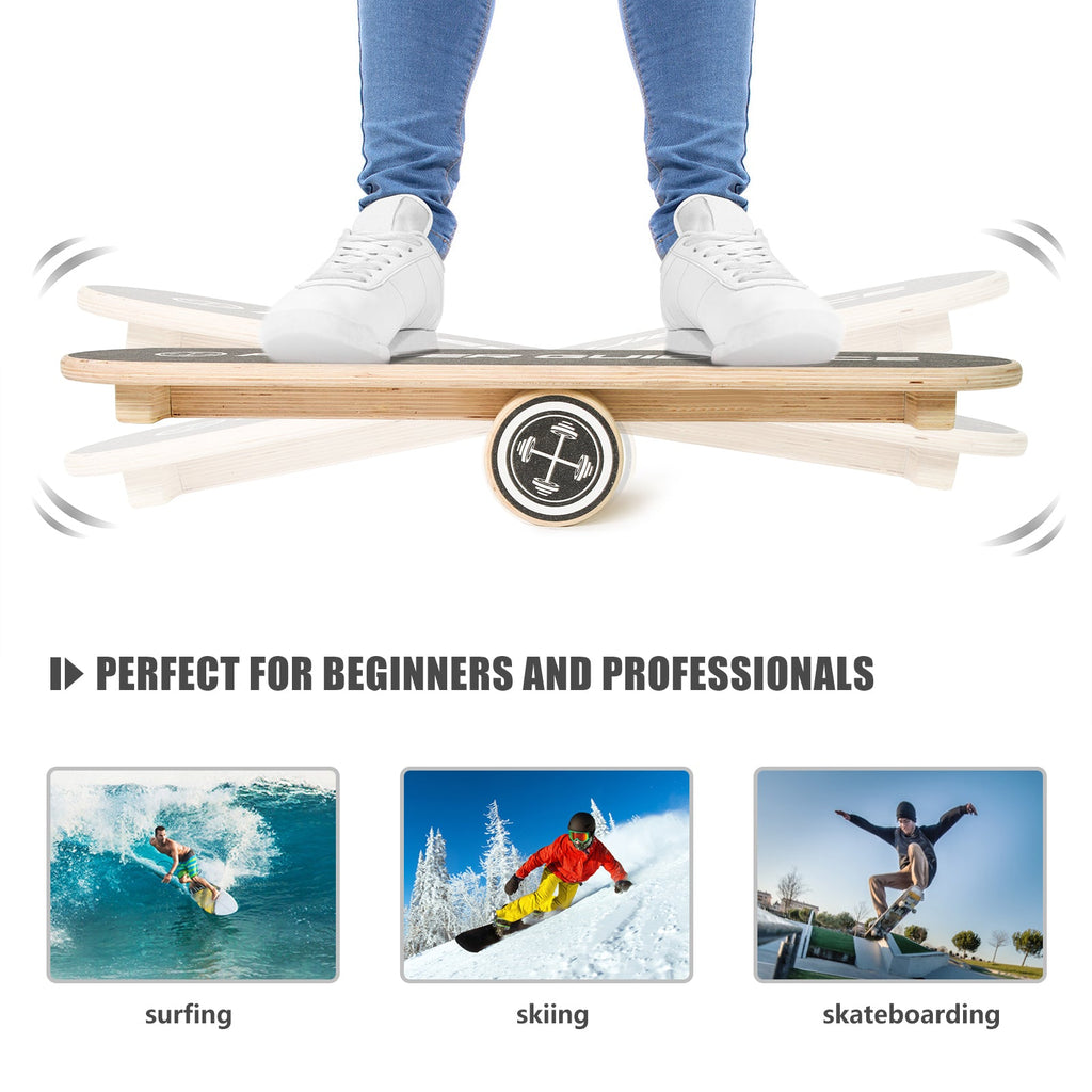 POWER GUIDANCE Wooden Balance Board Trainer, 500lbs Wobble Roller Board for Surf, Ski, Skateboard, Core Stability Fitness Home Gym POWER GUIDANCE