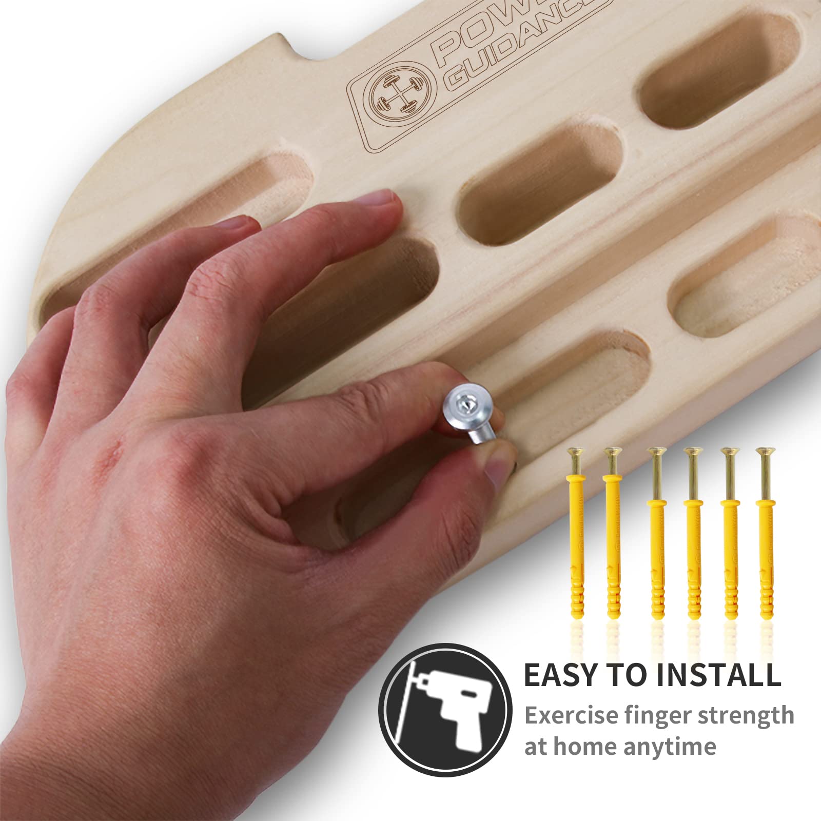 POWER GUIDANCE Wall-Mounted Hangboard - Multi-Grip Climbing POWER GUIDANCE