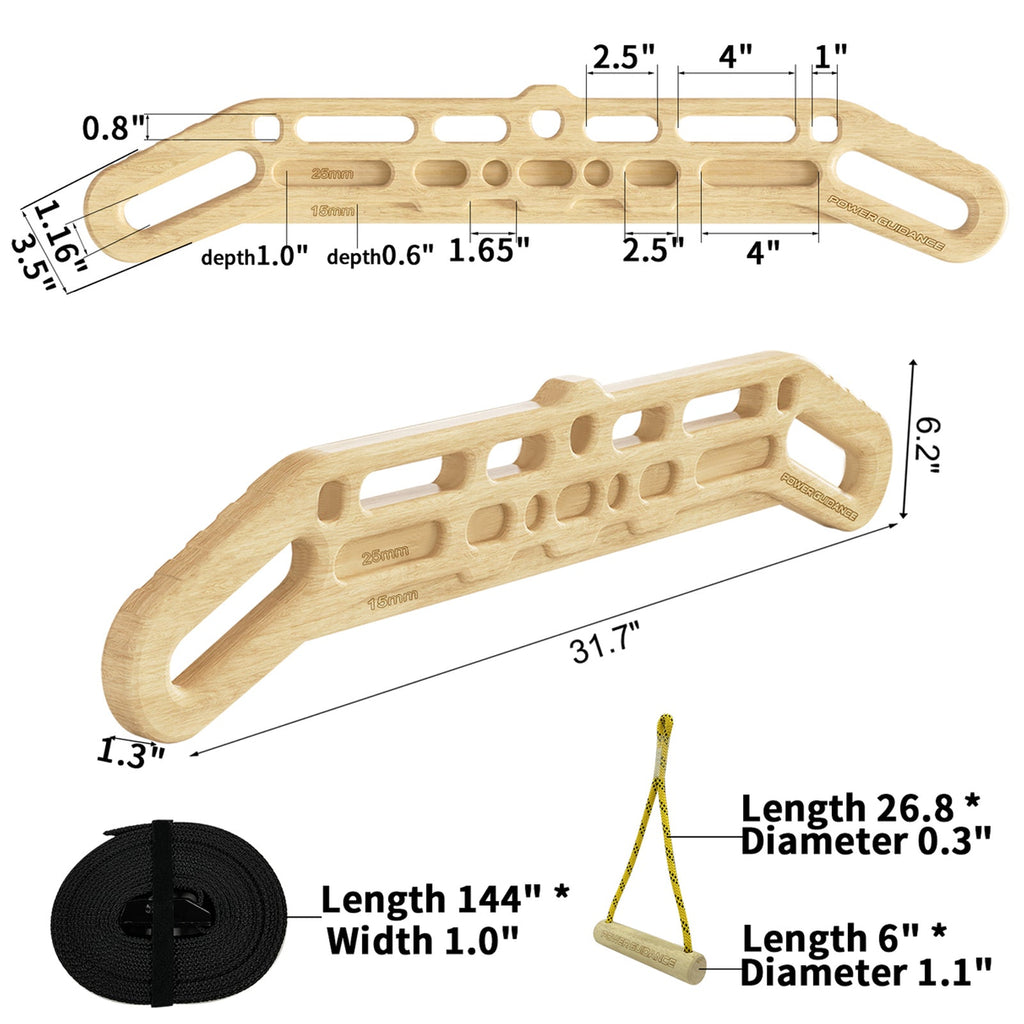 POWER GUIDANCE Complete Hangboard Set - Portable Multi-Grip Climbing Training Kit POWER GUIDANCE